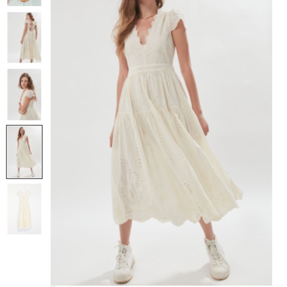 Wild Daisy Eyelet Tie-Back Midi Dress